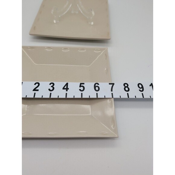 Simon Pearce Pottery Square Salad  Plates Crackle Glaze Ivory Set Of 2 Lunch - Picture 3 of 6